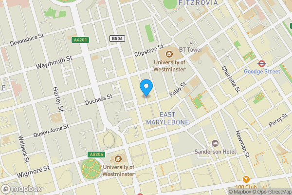 Map location for Gosfield Street, London, W1W