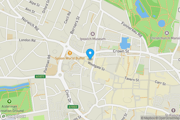 Map location for 40 & 40A, Westgate Street, Ipswich, Suffolk, IP1 3ED