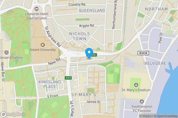 Map location for 21, 23 & 25 Northam Road, Southampton, Hampshire, SO14 0NZ