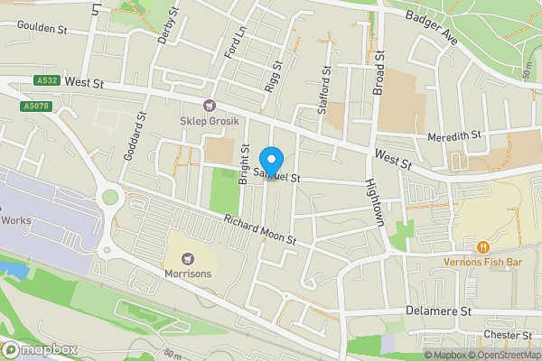 Map location for Samuel Street, CREWE, Cheshire, CW1 3AE