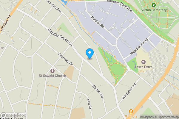 Map location for 320 Gander Green Lane, Cheam, Sutton, SM3 9QZ