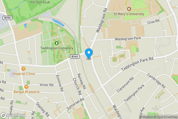Map location for Flat 2, 201 Waldegrave Road, Teddington, Richmond upon Thames, TW11 8LX