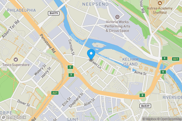 Map location for Green Lane, Sheffield, South Yorkshire, S3 8SH