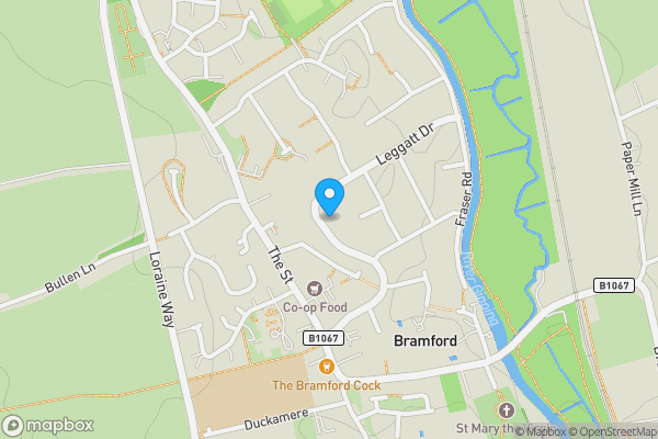 Map location for 48 Leggatt Drive, Bramford, Ipswich, Suffolk IP8 4EX