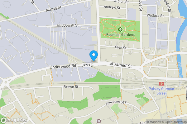 Map location for 2/1, 4, Underwood Road, Paisley, Renfrewshire, PA3 1TD