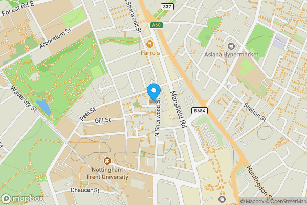 Map location for 113 North Sherwood Street, Nottingham, NG1 4EZ