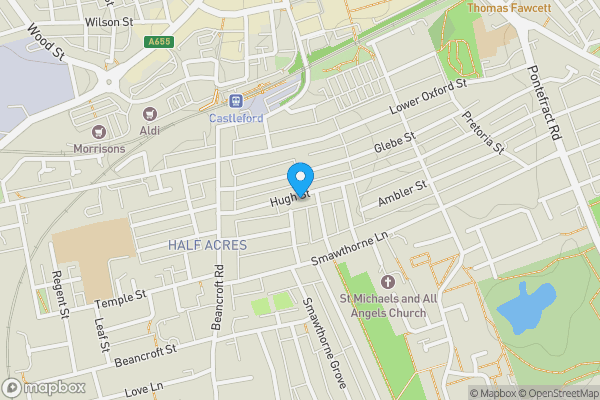 Map location for 38, Hugh Street, CASTLEFORD, West Yorkshire, WF10 4DS