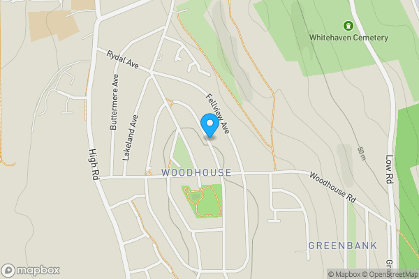 Map location for Fleswick Avenue, Whitehaven, Cumbria, CA28 9PB