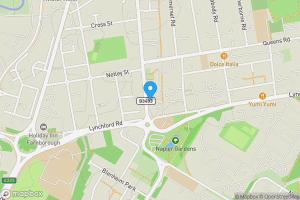 Map location for Old Bank Chambers 3 to 5 Alexandra Road Farnborough Hampshire GU14 6BU