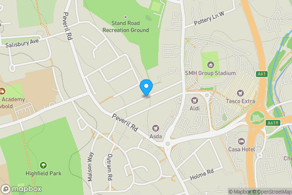 Map location for Former Garage Site with Planning Permission, Sanforth Street, Chesterfield, Derbyshire S41 8RU
