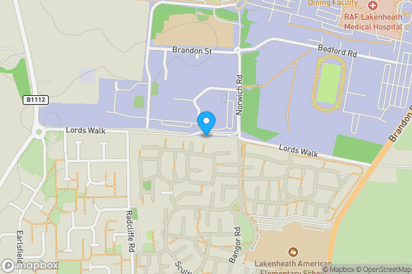 Map location for Land at Lords Walk Lane RAF Lakenheath, Brandon, Suffolk, IP27 9RX