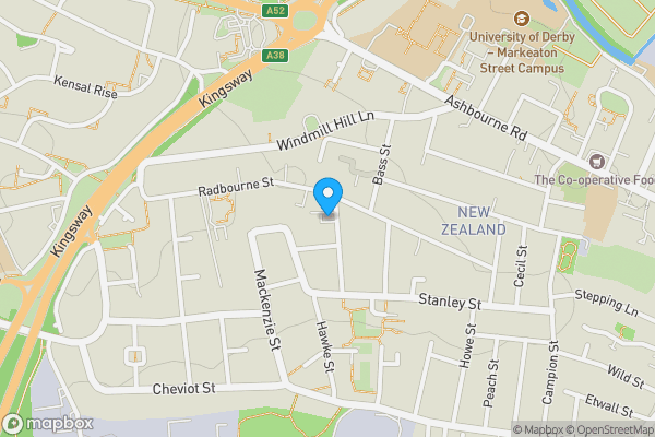 Map location for Flat 3, Granite House, 34A Heyworth Street, Derby DE22 3DL