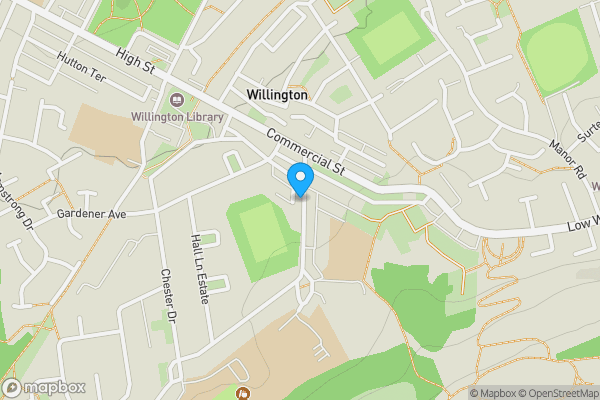 Map location for 1A Hall Terrace, Willington, Crook, County Durham DL15 0QN