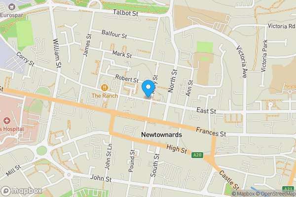 Map location for 1a West Street, Newtownards, County Down, BT23 4EN