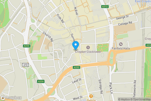 Map location for Surrey House, 2 Scarbrook Road, Croydon, Greater London, CR0 1SQ
