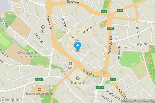 Map location for 124, 128, 137 -141, 143, 144, 147, The Metropolis, The Midway, Newcastle under Lyme, ST5 1FD