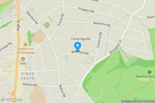 Map location for Woodfield Road, Birmingham, West Midlands, B13 9UJ