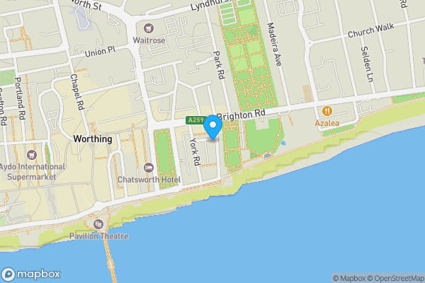 Map location for Flat 3, 22 Warwick Road, Worthing, West Sussex, BN11 3ER