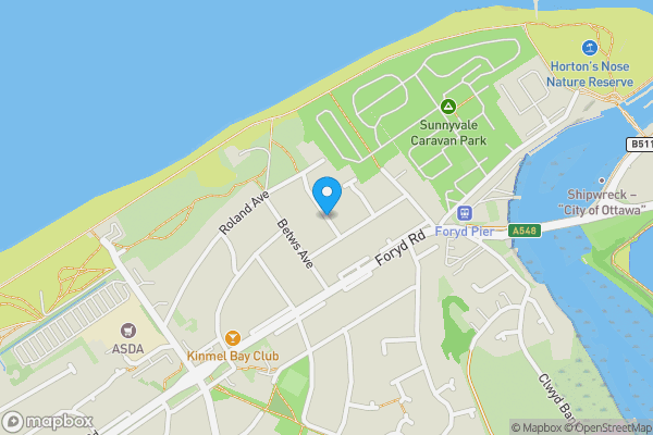Map location for Berwyn Crescent, RHYL, Clwyd, LL18 5BL