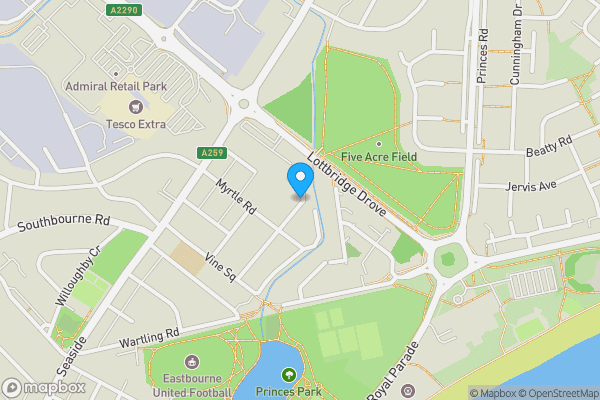 Map location for Martello Road Land, Eastbourne, East Sussex, BN22 7SS
