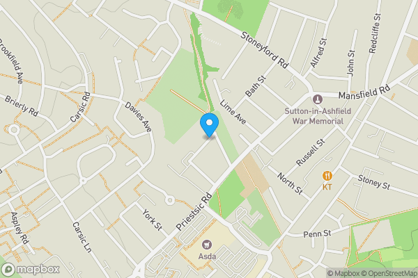 Map location for Bishop Street, Sutton-in-Ashfield, Nottinghamshire, NG17 2AP