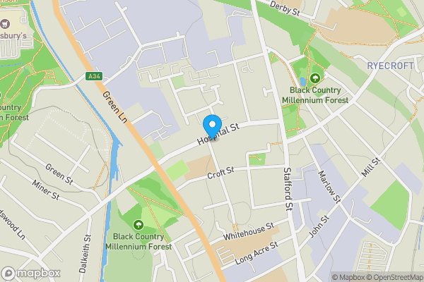 Map location for 50 Hospital Street, Walsall, WS2 8JP