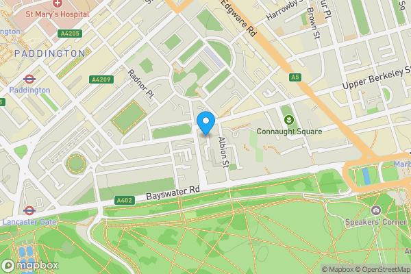 Map location for 12 Connaught Close, Hyde Park Estate, London W2 2AD