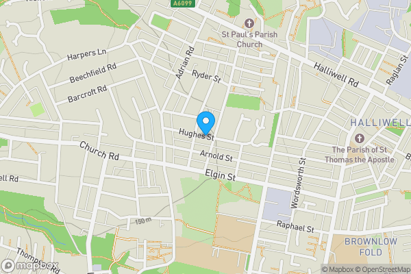 Map location for Hughes Street, BOLTON, Lancashire, BL1 3EZ