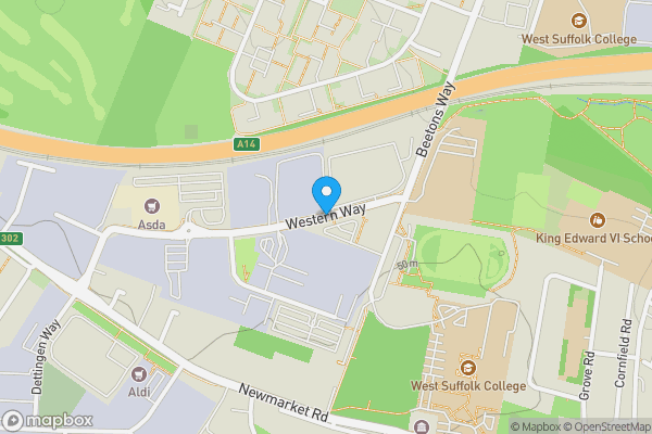 Map location for 1 Western Way, Bury St Edmunds IP33 3SP