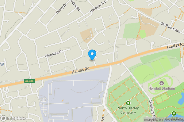 Map location for Land Adjacent To 5B Brearcliffe Street Bradford,  BD6 2LD