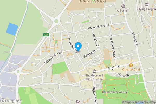 Map location for 50 Northload Street, Glastonbury, Somerset BA6 9JP