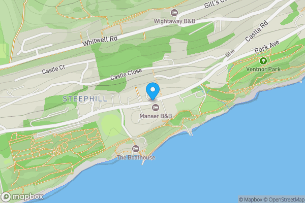 Map location for Steephill Road, Ventnor, Isle of Wight, PO38 1UF