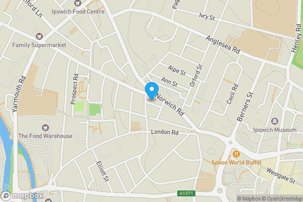Map location for Flat 3, 59, Norwich Road, IPSWICH, Suffolk, IP1 2EP