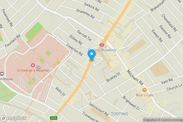 Map location for Tooting High Street, London, SW17
