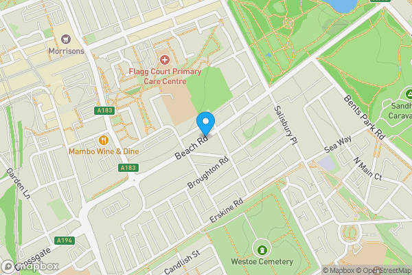 Map location for Beach Road, South Shields , NE33 2QU