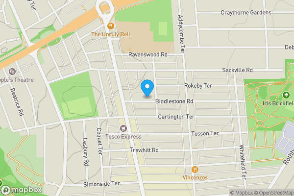 Map location for 57 Biddlestone Road, Newcastle upon Tyne, Tyne and Wear, NE6 5SL