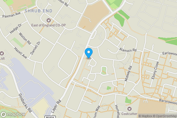 Map location for 21 Duoro Mews, Colchester, Essex, CO2 9GG