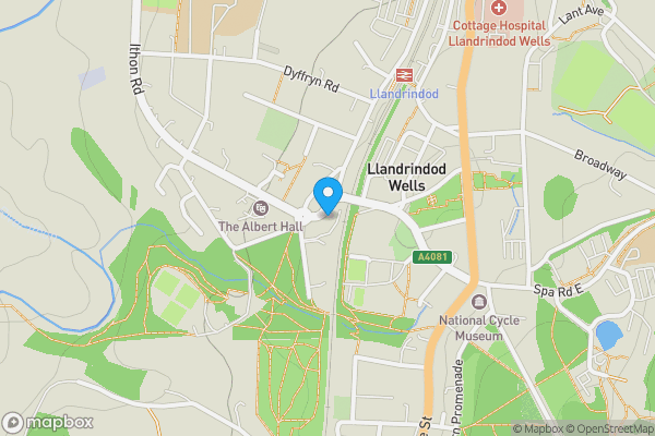 Map location for Belvedere Park Crescent, Park Crescent, Llandrindod Wells, Powys, LD1 6AB