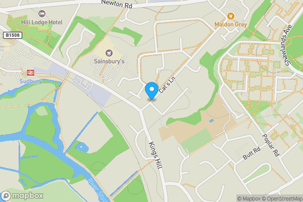 Map location for Cats Lane, Sudbury, Suffolk, CO10 2SF