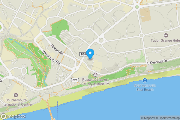Map location for Flat 1, Forest House, 1 Russell Cotes Road, Bournemouth, BH1 3UA
