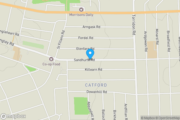 Map location for Sandhurst Road, Catford, SE6 1XE