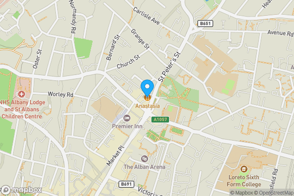 Map location for Flat 1, 97 St. Peters Street, St. Albans, Hertfordshire, AL1 3EN