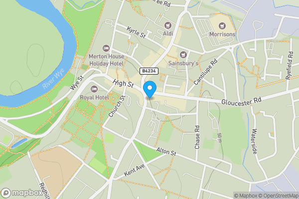 Map location for Flat 11, Rosswyn House High Street, Ross-On-Wye, Herefordshire, HR9 5BZ