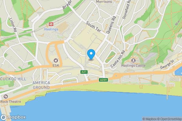 Map location for Odeon Cinema 122 Albert Road and 6, 7-8 & 9 Queens Road Hastings East Sussex TN34 1QP