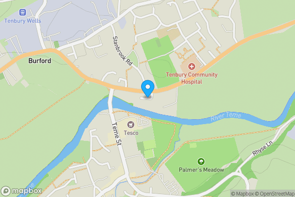 Map location for Temeside Close, Tenbury Wells, Worcestershire, WR15 8UB