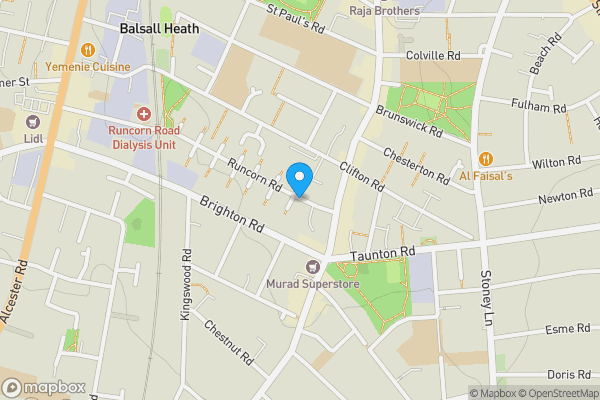 Map location for Runcorn Road, BIRMINGHAM, West Midlands, B12 8RB