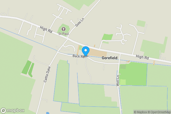 Map location for Back Road, Wisbech, Cambridgeshire, PE13 4NW