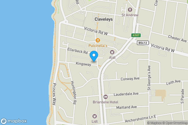 Map location for Flat 2, 32 Bispham Road, Thornton-Cleveleys, Lancashire FY5 1DG
