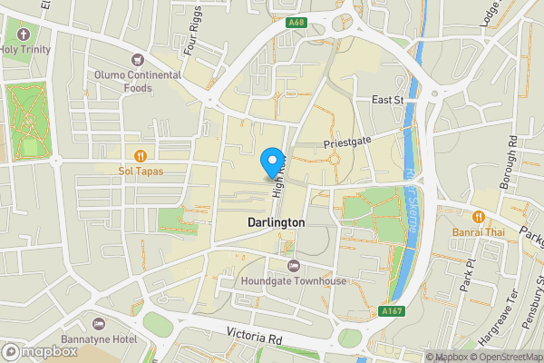 Map location for 21 High Row, Darlington, County Durham, DL3 7QU