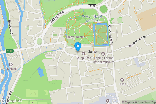 Map location for 22 & 24 Sun Street, Waltham Abbey, Essex, EN9 1ER